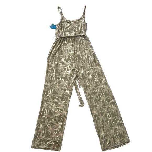 Market & Spruce Palm Leaf Print Tie Waist Jumpsuit Green White Size Small NWT - Picture 5 of 9
